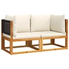 Image de vidaXL Coin salon de jardin avec coussins 2 pcs. Bois acacia & rotin