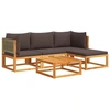 Image de vidaXL Ensemble canapé de jardin 5 pièces avec coussins bois acacia & rotin