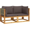 Image de vidaXL Coin salon de jardin avec coussins 2 pcs. Bois acacia & rotin