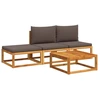 Image de vidaXL Ensemble canapé de jardin 4 pièces avec coussins bois acacia & rotin