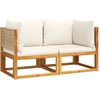 Image de vidaXL Coin salon de jardin avec coussins 2 pcs. Bois acacia & rotin