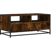 Image de vidaXL Table basse chêne fumé 100x50x45 cm bois composite et métal