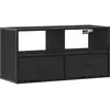 Image de vidaXL Armoire TV noire 80x31x39,5 cm Bois composite et métal