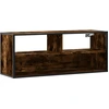 Image de vidaXL Armoire TV chêne fumé 100x31x39,5 cm Bois composite et métal