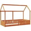 Image de vidaXL Lit d'enfant Lit de maison brun cireux 90x190 cm Pin massif