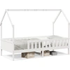 Image de vidaXL Lit d'enfant Lit de maison Blanc 90x190 cm Pin massif