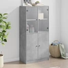 Image de vidaXL Highboard avec portes gris béton 68x37x142 cm Bois composite