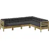 Image de vidaXL Ensemble de 6 canapés de jardin avec coussins en pin imprégné