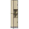 Image de vidaXL Armoire de salle de bain aspect chêne 35x37,5x188,5 cm Bois composite métal