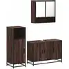Image de vidaXL Ensemble de meubles de salle de bain 3 pièces brun imitation chêne Matériau dérivé du bois