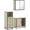 Image de vidaXL Ensemble de meubles de salle de bain 3 pièces en bois composite chêne Sonoma