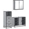 Image de vidaXL Ensemble de meubles de salle de bain 3 pi ¨ces Gris Sonoma Bois composite