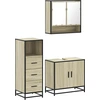 Image de vidaXL Ensemble de meubles de salle de bain 3 pièces en bois composite chêne Sonoma