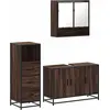 Image de vidaXL Ensemble de meubles de salle de bain 3 pièces brun imitation chêne Matériau dérivé du bois
