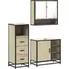 Image de vidaXL Ensemble de meubles de salle de bain 3 pièces en bois composite chêne Sonoma