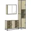 Image de vidaXL Ensemble de meubles de salle de bain 3 pi ¨ces en bois composite ch  ne Sonoma