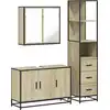 Image de vidaXL Ensemble de meubles de salle de bain 3 pi ¨ces en bois composite ch  ne Sonoma