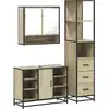 Image de vidaXL Ensemble de meubles de salle de bain 3 pièces en bois composite chêne Sonoma