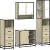 Image de vidaXL Ensemble de meubles de salle de bain 4 pièces en bois composite chêne Sonoma