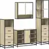 Image de vidaXL Ensemble de meubles de salle de bain 4 pièces en bois composite chêne Sonoma