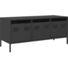 Image de vidaXL Armoire TV noire 101,5x39x43,5 cm Acier laminé à froid