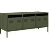 Image de vidaXL Armoire TV vert olive 101,5x39x43,5 cm Acier laminé à froid