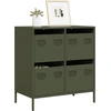Image de vidaXL Sideboard vert olive 68x39x73,5 cm Acier laminé à froid