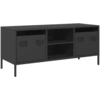 Image de vidaXL Armoire TV noire 101,5x39x43,5 cm Acier laminé à froid