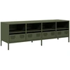 Image de vidaXL Armoire TV vert olive 135x39x43,5 cm Acier laminé à froid