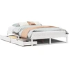 Image de vidaXL Lit en bois massif sans matelas Blanc 135x190 cm pin