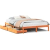 Image de vidaXL Lit en bois massif, sans matelas, en pin brun ciré 160x200