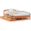 Image de vidaXL Lit en bois massif, sans matelas, en pin brun ciré 160x200