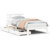 Image de vidaXL Lit en bois massif avec tiroirs blanc 90x190 cm pin