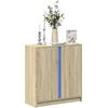 Image de vidaXL LED-Sideboard Chêne Sonoma 77x34x85 cm Matériau dérivé du bois
