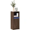 Image de vidaXL LED-Sideboard brun imitation chêne 38x34x100 cm Matériau dérivé du bois