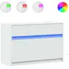Image de vidaXL Armoire TV avec éclairage LED Blanc 91x34x61 cm Bois composite