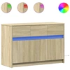 Image de vidaXL Armoire TV avec éclairage LED Chêne Sonoma 91x34x61 cm