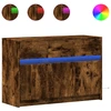 Image de vidaXL Armoire TV avec éclairage LED chêne fumé 91x34x61 cm