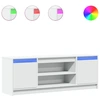 Image de vidaXL Armoire TV avec éclairage LED Blanc 139,5x34x50cm Bois composite
