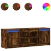 Image de vidaXL Armoire TV avec éclairage LED chêne fumé 139,5x34x50 cm