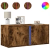 Image de vidaXL Armoire TV murale avec éclairage LED chêne fumé 80x31x35 cm