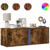 Image de vidaXL Armoire TV murale avec éclairage LED chêne fumé 100x31x35 cm
