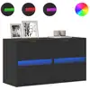 Image de vidaXL Armoires murales TV avec éclairage LED 2 pcs. noir 41x31x45 cm