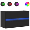 Image de vidaXL Armoire TV murale avec éclairage LED noir 80x31x45 cm