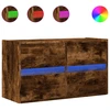 Image de vidaXL Armoire TV murale avec éclairage LED chêne fumé 80x31x45 cm