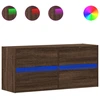 Image de vidaXL Armoire TV murale éclairage LED brun imitation chêne 100x31x45 cm