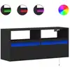 Image de vidaXL Armoire TV murale avec éclairage LED noir 100x31x45 cm