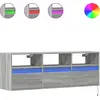 Image de vidaXL Armoire TV murale avec éclairage LED Gris Sonoma 130x31x45 cm