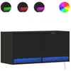 Image de vidaXL Armoire TV murale avec éclairage LED noir 80x31x38 cm