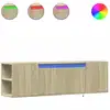 Image de vidaXL Armoire TV murale avec éclairage LED Chêne Sonoma 135x31x39,5 cm
